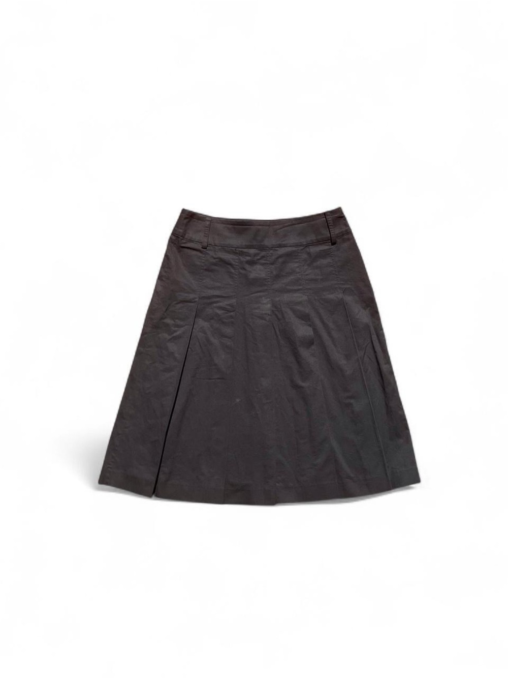 Goth Grunge Black Pleated A-Line Midi Skirt Cotton Minimalist Size M